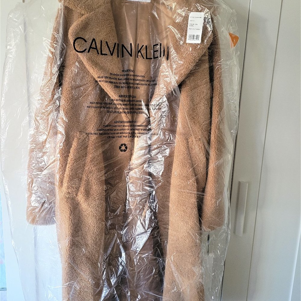 Calvin Klein Women's Oversized Plaid Coat Sz Small